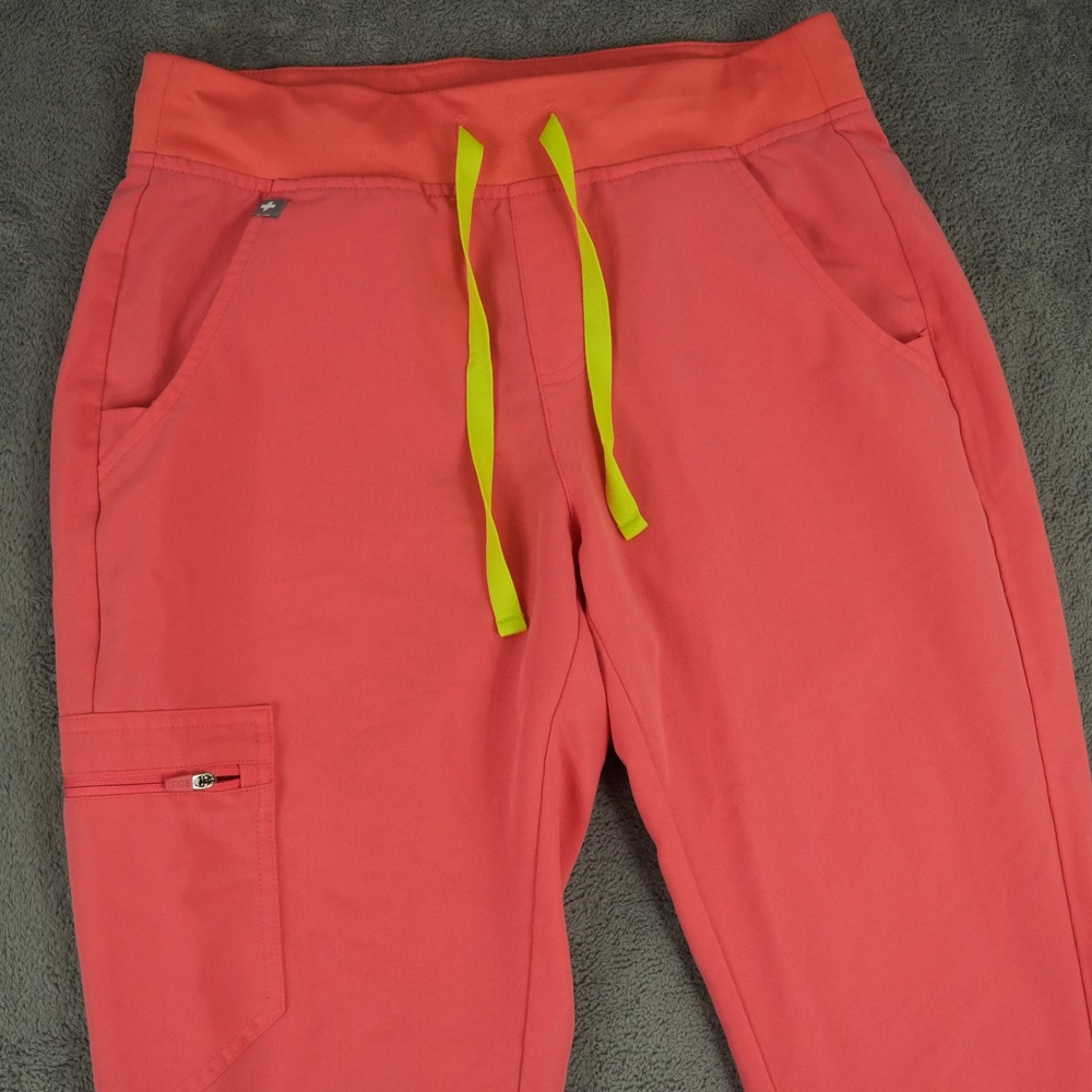 FIGS Zamora Jogger Womens S Coral Pink Scrub Pants W18SW2005 Drawstring Cargo